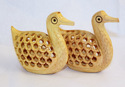 Handmade Wooden Jali Cut Ducks Pair