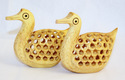 Handmade Wooden Jali Cut Ducks Pair