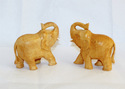 Handmade Wooden Carving Salute Elephant Pair