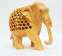 Handmade Wooden Undercut Jali Cut Teeth Elephant