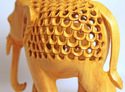 Handmade Wooden Undercut Jali Cut Teeth Elephant