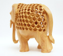 Handmade Wooden Undercut Jali Cut Teeth Elephant