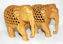Handmade Wooden Elephant Statues Jalicut/Carved/Ha