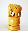 Handmade Wooden Ball Elephant Carving