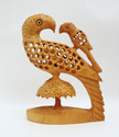 Handmade Wooden Undercut Jali Cut Parrot with Baby