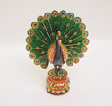 Handmade Wooden Painted Chatter Peacock