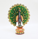 Handmade Wooden Painted Chatter Peacock