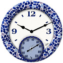 14 Poly Resin Mosaic Sea Clock with Thermometer