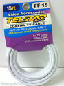 Telstar Coaxial TV Cable W/ Gold F Connectors - 15