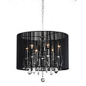 NEW Chrome and Black 6-light Crystal Chandelier