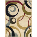 NEW Ivory Geometric Cirlces Area Rug (5' x 7'3)