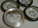 Silver plated crystal Leonard coasters retro set o