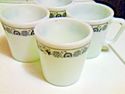 Pyrex coffee mugs milk glass set of 2 vintage 3 di