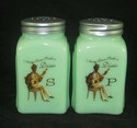 JADEITE "DIAMONDS" ARCH SALT & PEPPER SHAKERS JADI