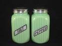 JADEITE SALT & PEPPER SHAKERS  WITH SCREW ON LID J