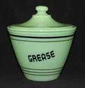 JADEITE "BLACK STRIPE" GREASE JAR  WITH LID JADITE