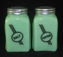 JADEITE BADGE ARCH SALT & PEPPER SHAKERS JADITE