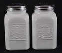 WHITE MILK GLASS SQUARE SALT AND PEPPER SHAKER 