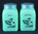 JADEITE "WATERING CAN" ARCH SALT & PEPPER SHAKERS 