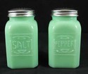 JADEITE SQUARE SALT AND PEPPER SHAKER JADITE