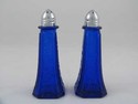 COBALT BLUE SALT AND PEPPER SET RAISED FLORAL DESI