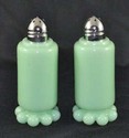 JADEITE BEADED SALT & PEPPER SHAKERS JADITE