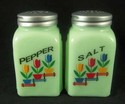 JADEITE "TULIP" ARCH SALT & PEPPER SHAKERS 