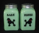 JADEITE "POODLE" ARCH SALT & PEPPER SHAKERS JADITE