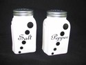 BLACK DOT ARCH SALT & PEPPER SHAKERS WHITE MILK GL