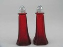 ROYAL RED  SALT AND PEPPER SET RAISED FLORAL DESIG