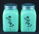 JADEITE "VINES" ARCH SALT & PEPPER SHAKERS 