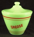 JADEITE "RED STRIPE" GREASE JAR  WITH LID JADITE  