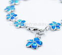 10mm Blue Opal Plumerial Authentic 925 Sterling Si