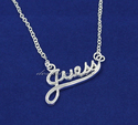Script GUESS Sterling Silver Plated Necklace
