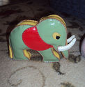 Vintage Oil Cloth  Elephant Stuffed Toy