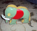 Vintage Oil Cloth  Elephant Stuffed Toy