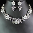 Silver Plated Pearl/Austrian Crystal Necklace Set 