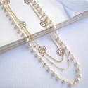 Long White Pearl Rose Pendant Necklace (FREE SHIP