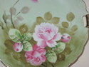 Lefton Green Heritage China Handled Cake Plate