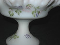 Hand painted Fenton Compote Floral w Butterfly S S