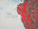 Vintage Ruby Red Crystal glass Handled Plate with 