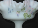 Hand painted Fenton Compote Floral w Butterfly S S