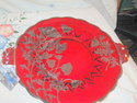 Vintage Ruby Red Crystal glass Handled Plate with 