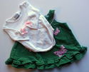 2 Piece Rare Too! Green Corduroy Butterfly Dress s