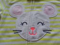 Carter's Yellow/White Striped Mouse Zip Up Fleece 