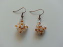 Handmade White/Orange Glass Beaded Pillow Earrings