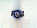 Hand-Made Glass Beaded Purple/Black/Gray Ring sz 8