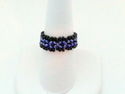 Hand-Made Glass Beaded Purple/Black/Gray Ring sz 8