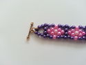 Handmade Purple/Pink Diamond Glass Beaded Bracelet