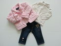 3 Piece Children's Place Pink/White Coat, Top & Je